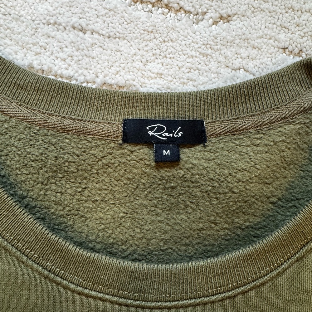 Rails Olive Star Appliqué Crewneck Sweater - Picture 2 of 3